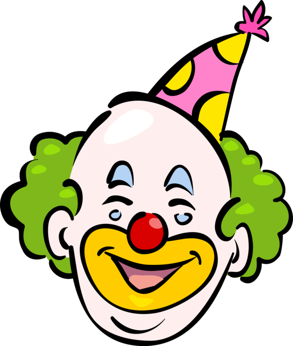 Vector Illustration of Big Top Circus Clown Head and Face