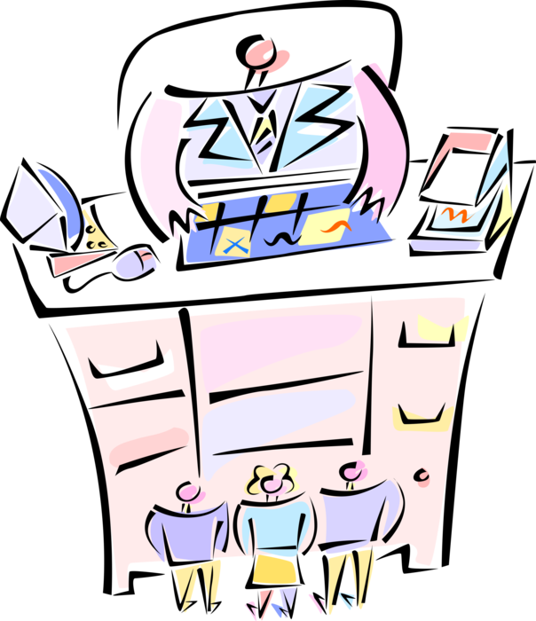 Vector Illustration of Management Big Boss with Employees in Meeting