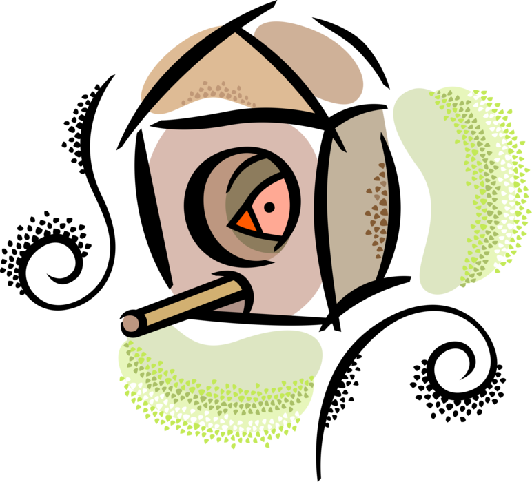 Vector Illustration of Birdhouse or Birdbox Nest Boxes Provide Shelter Enclosure for Birds