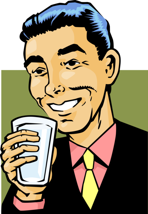 Vector Illustration of Businessman Drinking from Glass