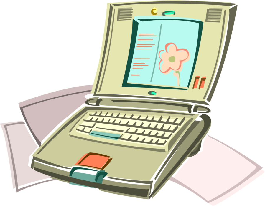 Vector Illustration of Laptop or Notebook Portable Personal Computer