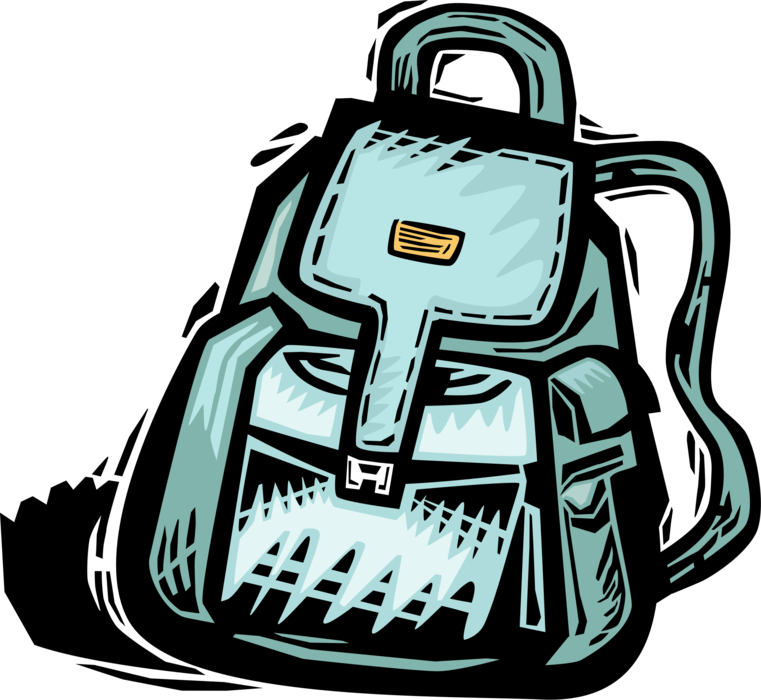 Vector Illustration of Student's School Backpack Knapsack Schoolbag Carries Homework and Books