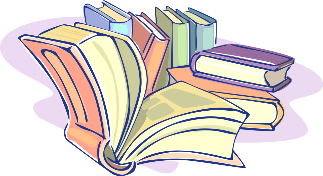 Vector Illustration of Library Books and Education Textbooks