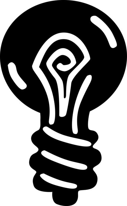 Vector Illustration of Electric Light Bulb Symbol of Invention, Innovation, Inspiration and Good Ideas