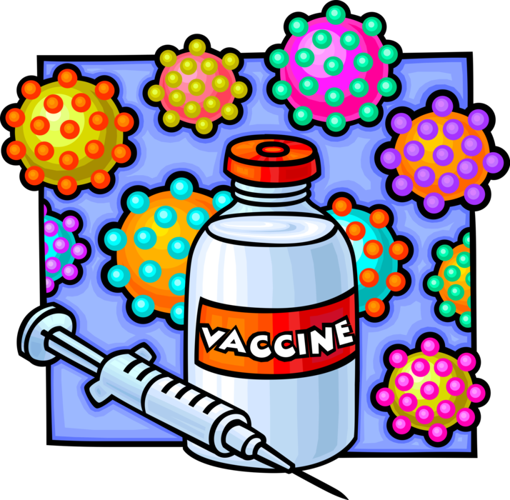 Vector Illustration of Biological Vaccine Syringe Provides Immunity to Disease-Causing Micro-Organism