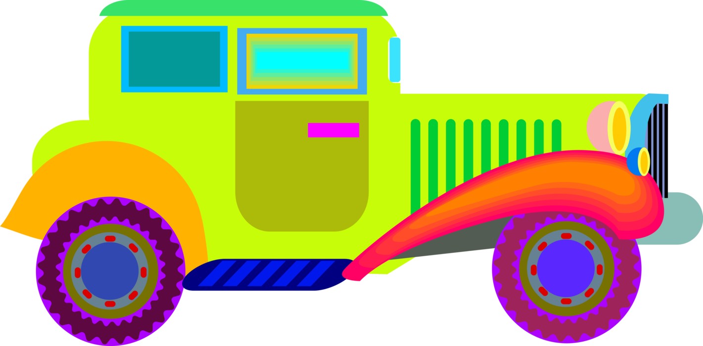 Vector Illustration of Antique Vintage Early Model Automobile Motor Vehicle Car