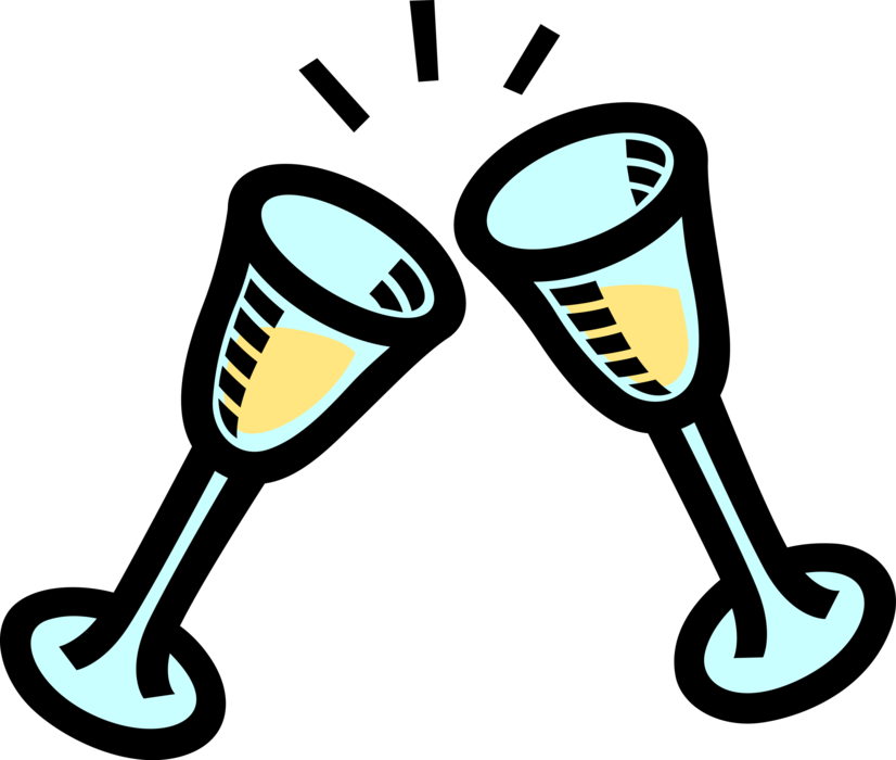 Vector Illustration of Champagne Glasses Alcoholic Drink Toast Expression of Honor or Goodwill