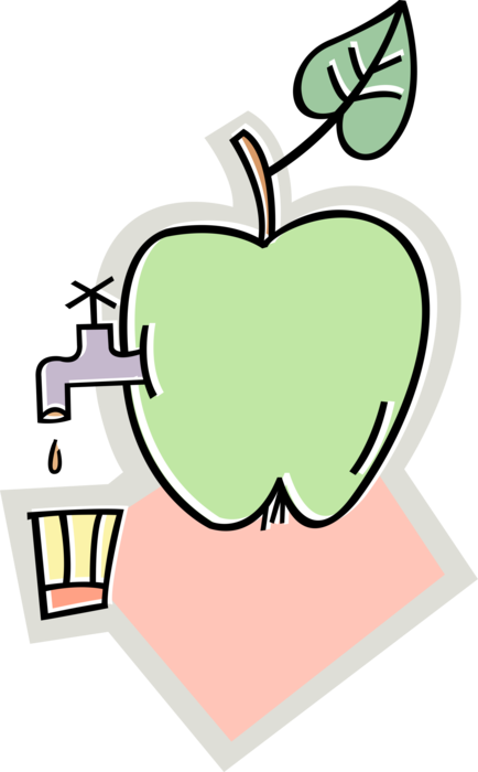 Vector Illustration of Apple Fruit with Juice Spigot and Cup