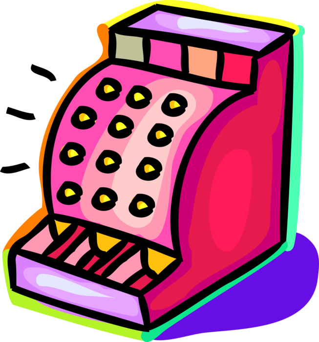 Vector Illustration of Cash Register for Registering and Calculating Retail Sales Transactions