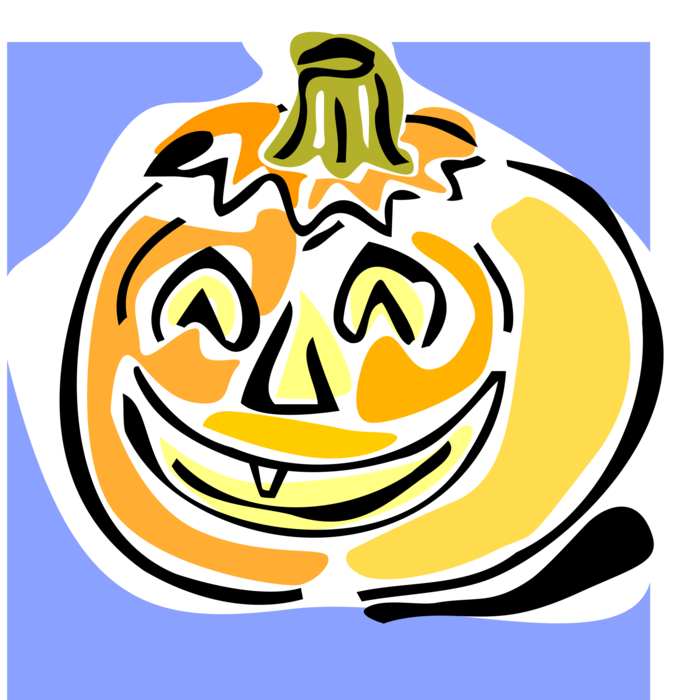 Vector Illustration of Halloween Trick or Treat Jack-o'-Lantern Carved Pumpkin