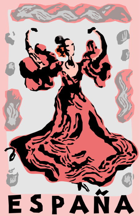 Vector Illustration of Native Spanish Andalusia Flamenco Dancer