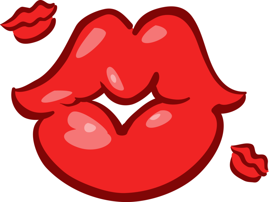 Vector Illustration of Mouth Lips Blowing Kisses