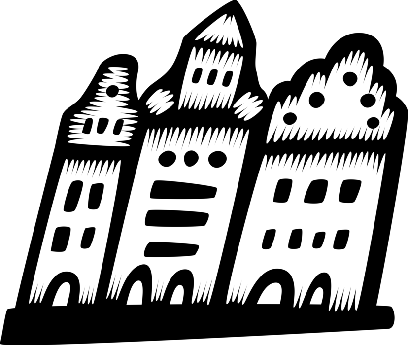 Vector Illustration of European City Buildings Architecture