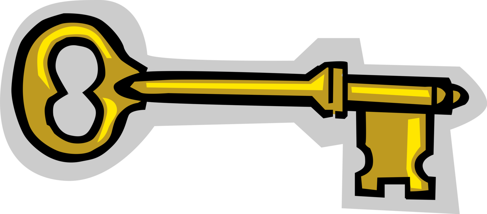 Vector Illustration of Small Metal Instrument Key Cut to Fit into Padlock Lock