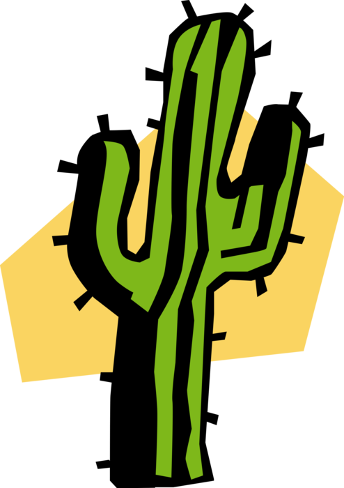 Vector Illustration of Desert Vegetation Succulent Cactus