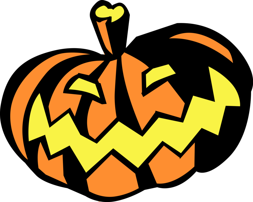 Vector Illustration of Halloween Trick or Treat Jack-o'-Lantern Carved Pumpkin