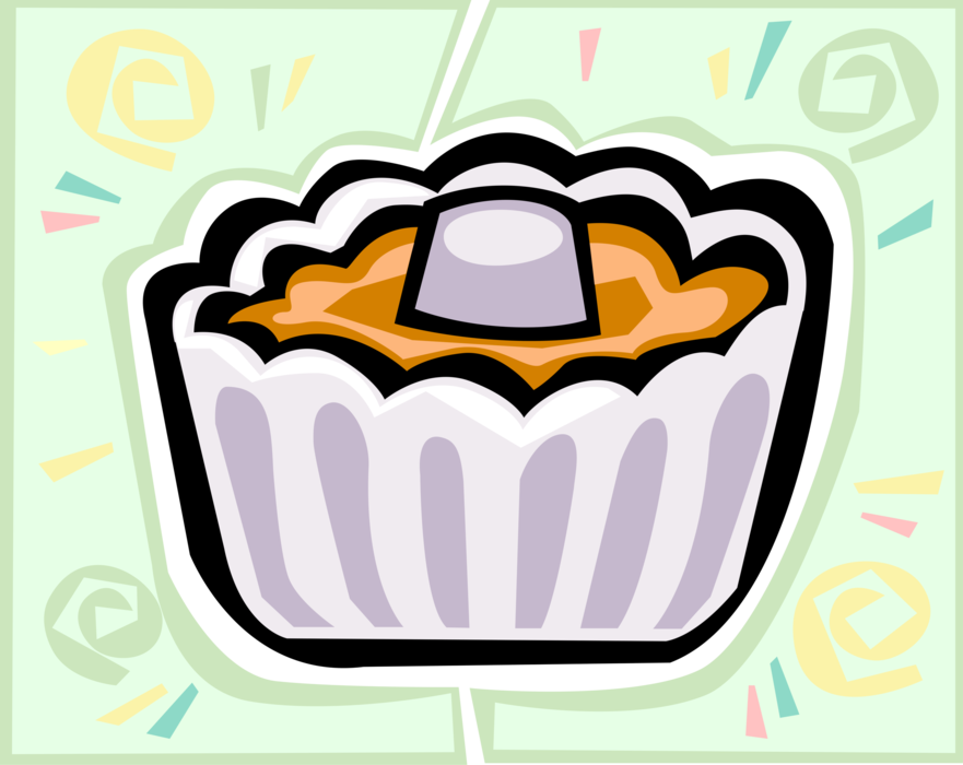 Vector Illustration of Sweet Dessert Baked Cake in Mold