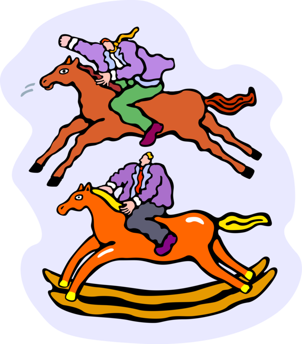 Vector Illustration of Equestrian Horse Race Rocking Horse Jockeys