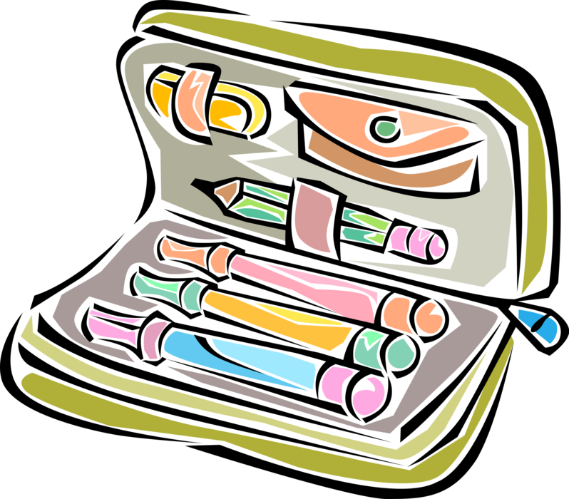 Vector Illustration of Student's School Pencil Writing Instrument Case