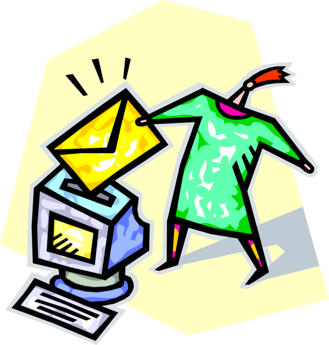 Vector Illustration of Electronic Mail Email Correspondence Letter Envelope and Computer