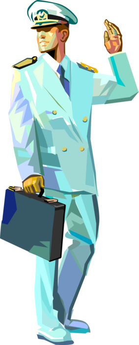 Vector Illustration of Navy Captain with Briefcase
