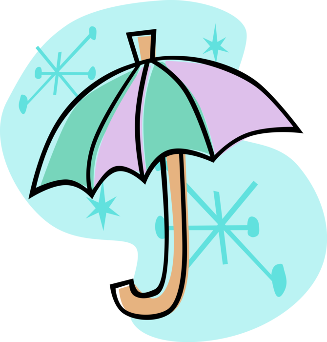 Vector Illustration of Umbrella or Parasol Provides Protection from Inclement Weather Rain or Bright Sunlight