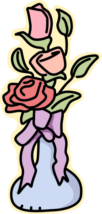 Vector Illustration of Rose Flowers in Vase