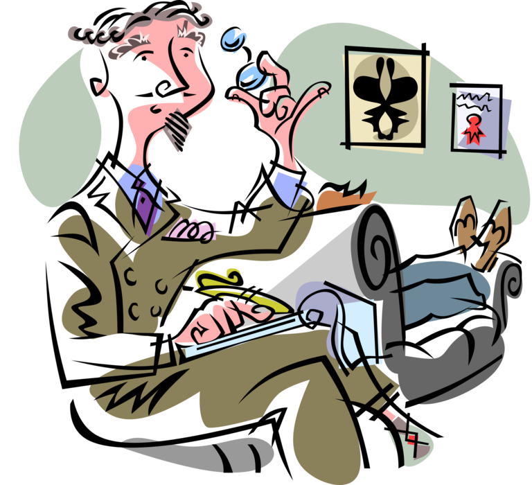 Vector Illustration of Psychiatrist Physician Specialist in Psychiatry Provides Patient Diagnosis and Treatment