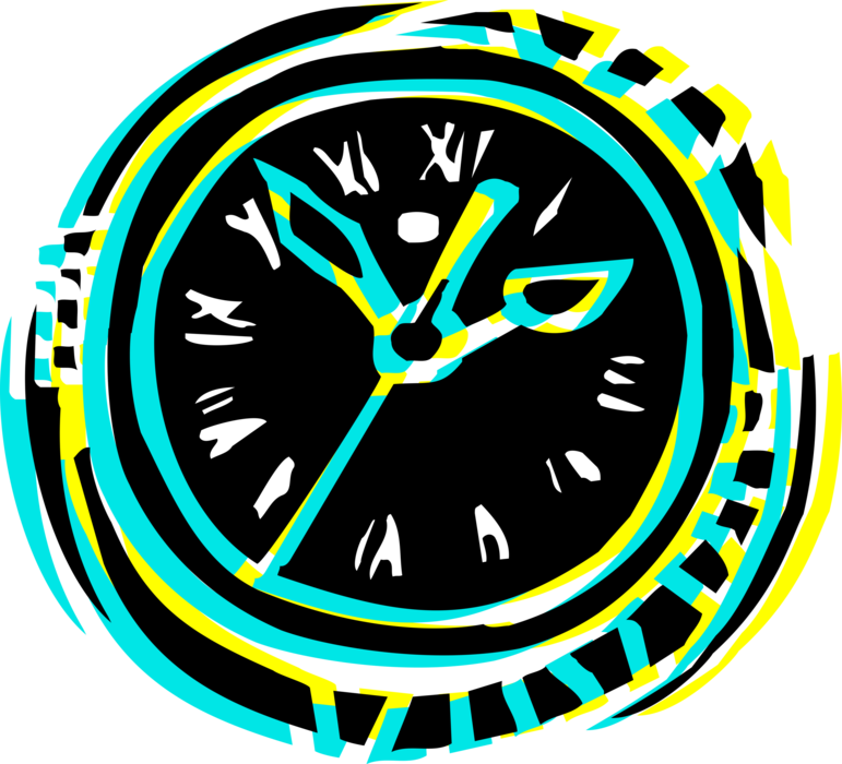 Vector Illustration of Wall Clock Timepiece Measures and Records Time