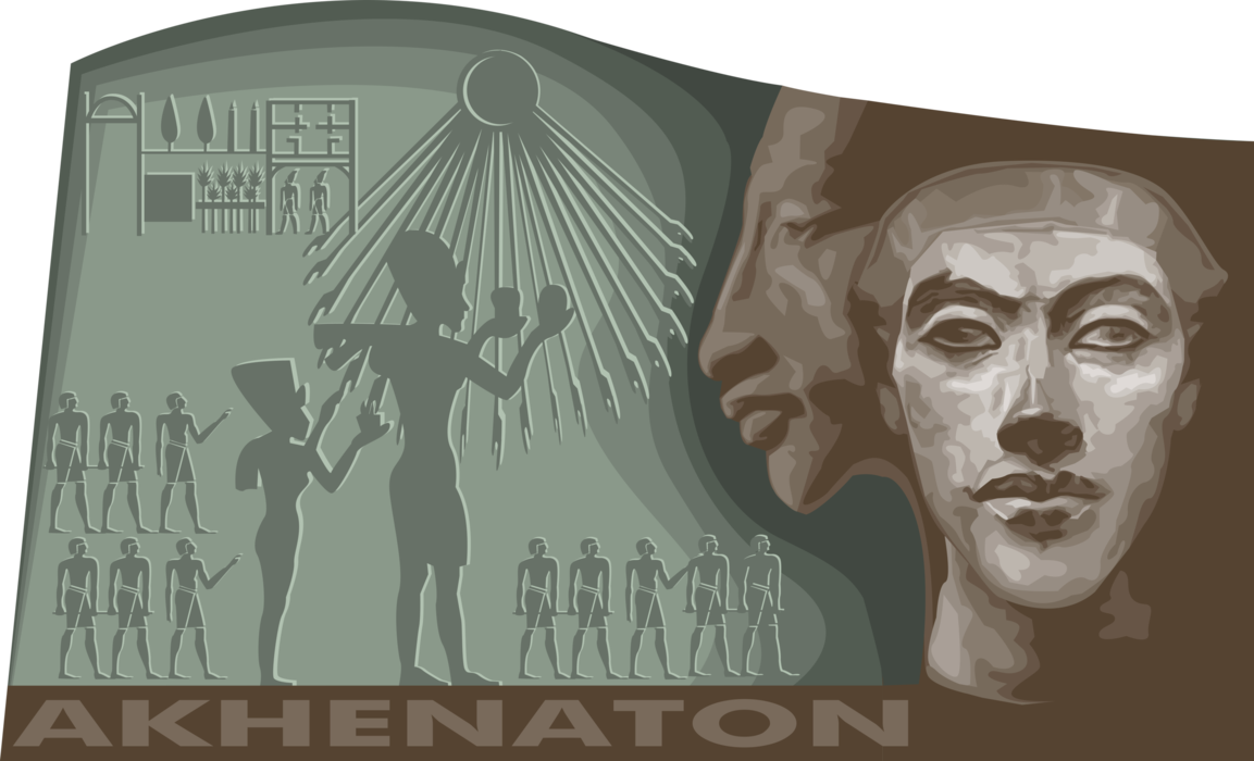 Vector Illustration of Akhenaton, Egyptian Pharaoh of Eighteenth Dynasty of Egypt