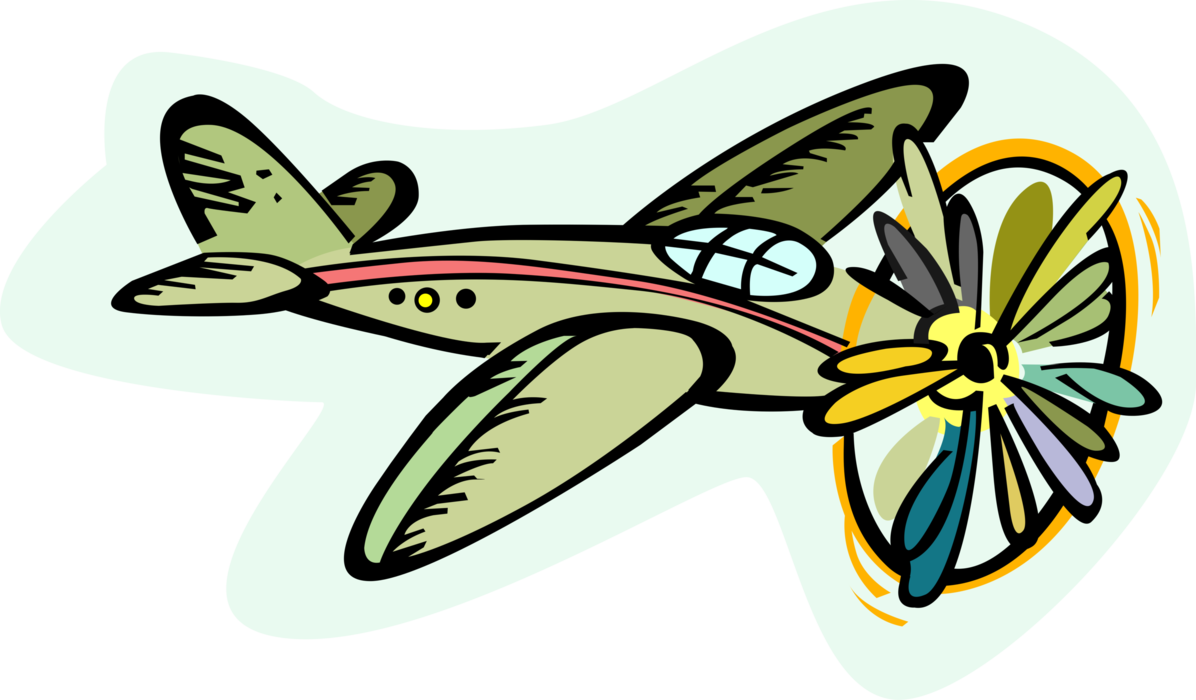 Vector Illustration of Propeller Aircraft Airplane in Flight