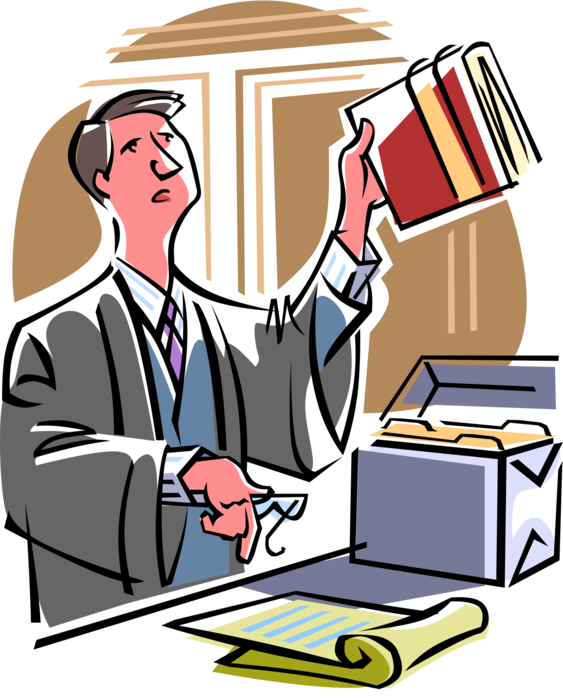 Vector Illustration of Lawyer Seeking Justice Presents Legal Briefs to Judge in Judicial Court of Law Courtroom