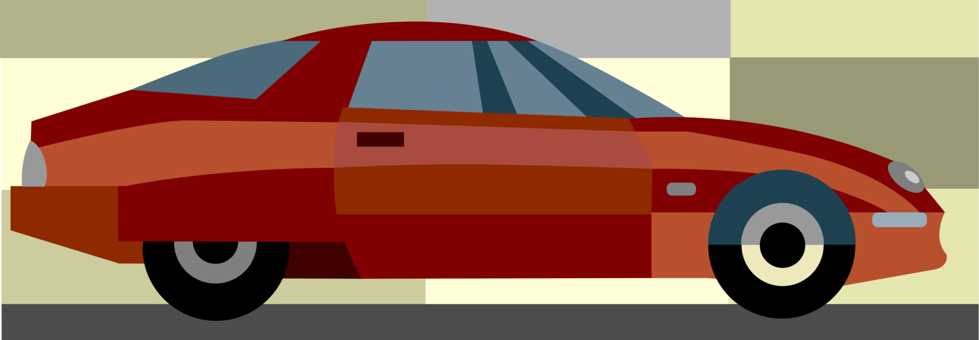 Vector Illustration of Two Door Automobile Motor Vehicle Car