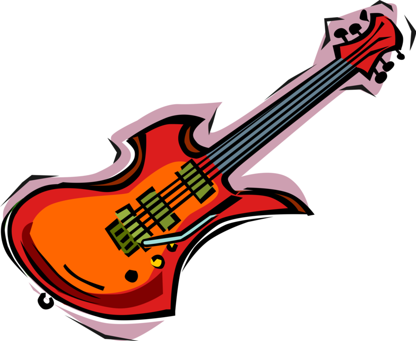 Vector Illustration of Electric Guitar Stringed Musical Instrument