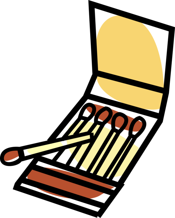 Vector Illustration of Book of Sulphur Matches Match Tool for Starting Fire