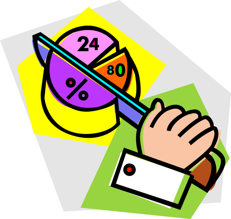 Vector Illustration of Pie Chart Statistical Infographic Divided into Slices to Illustrate Numerical Proportion