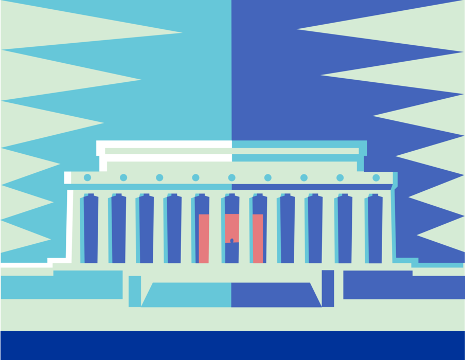Vector Illustration of Abraham Lincoln Memorial Monument Honors 16th President of the United States POTUS