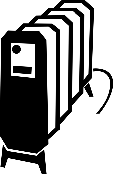 Vector Illustration of Electric Radiator Heater Generates Heat Energy