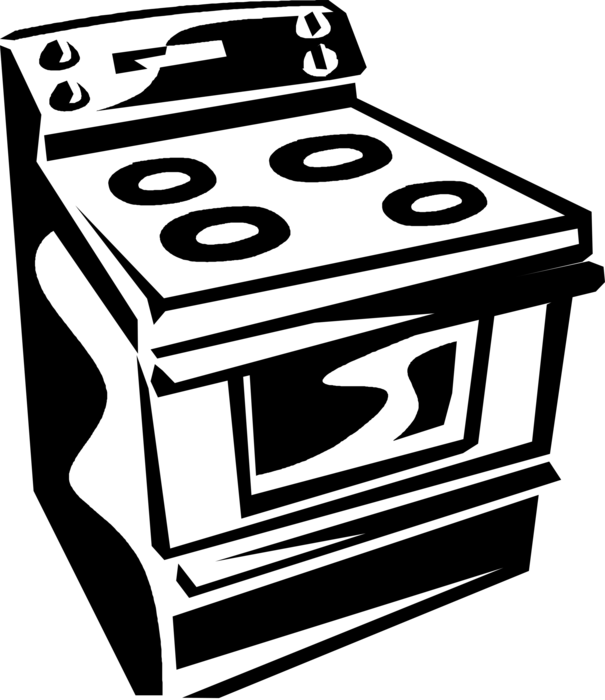 Vector Illustration of Kitchen Appliance Electric Stove, Range or Oven