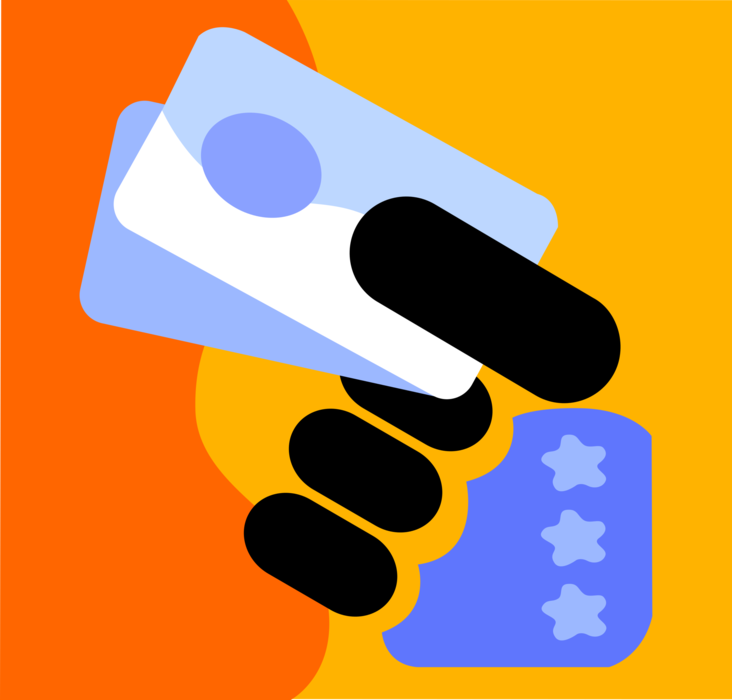 Vector Illustration of Credit Cards Issued to Users as Method of Payment Cards Instead of Cash