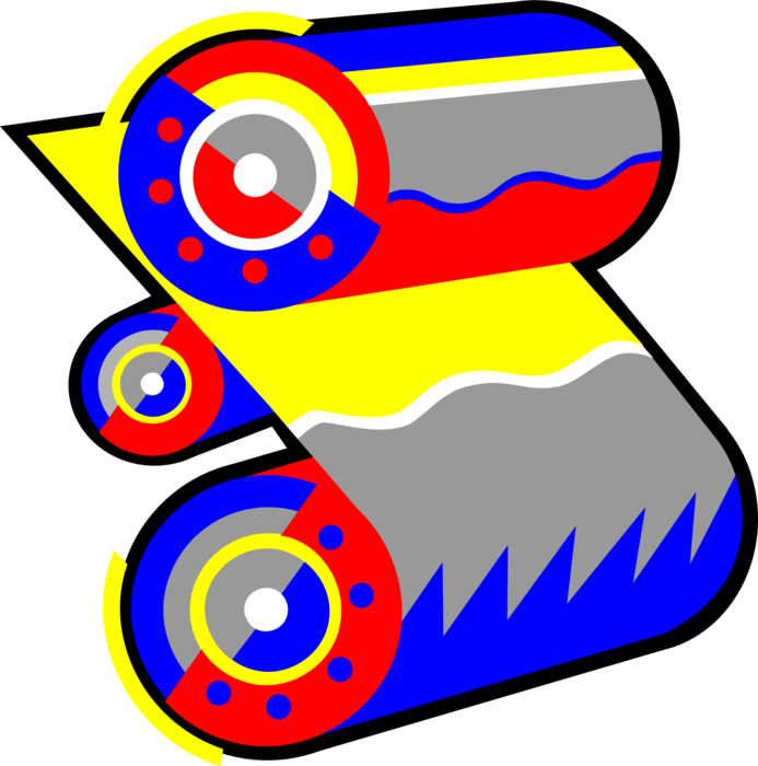 Vector Illustration of Rotary Offset Lithographic Printing Press with Paper