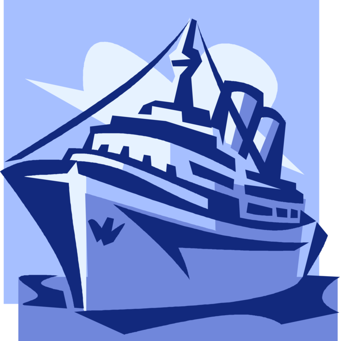 Vector Illustration of Cruise Ship or Ocean Liner Passenger Ship used for Pleasure Voyages