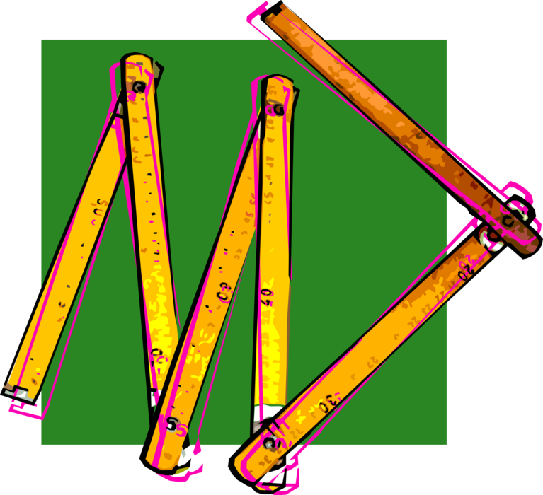 Vector Illustration of Folding Ruler, Rule or Line Gauge Measures Distances