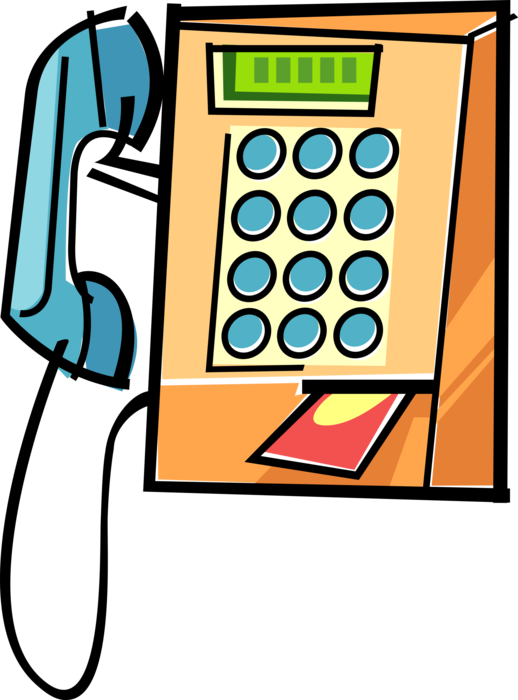 Vector Illustration of Public Pay Phone Telecommunications Telephone Enables Direct Conversation