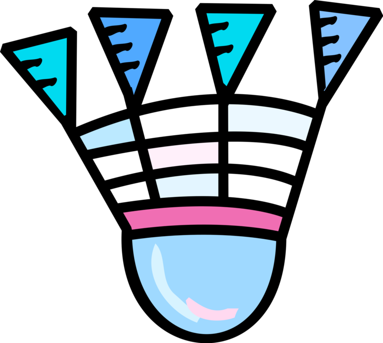 Vector Illustration of Sport of Badminton Shuttlecock Birdie High-Drag Projectile