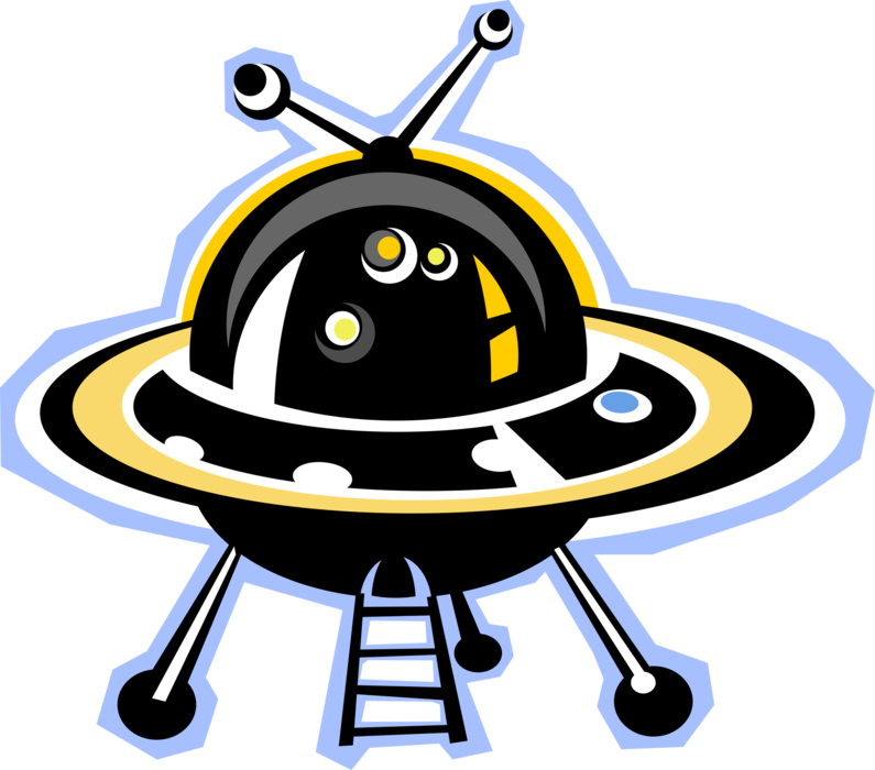 Vector Illustration of UFO Flying Saucer Outer Space Extraterrestrial Spaceship Unidentified Flying Object