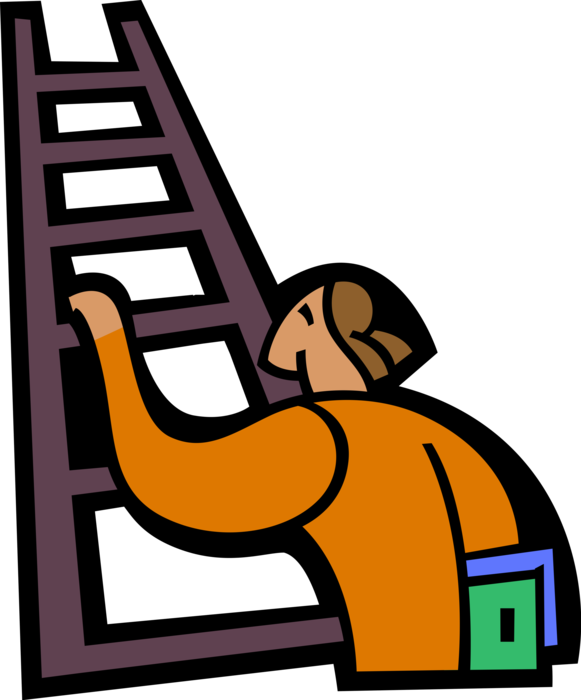 Vector Illustration of Businessman Climbing Ladder