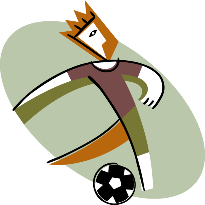 Vector Illustration of Sport of Soccer Football Player Kicking Soccer Ball