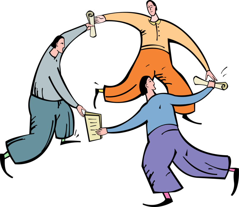 Vector Illustration of Graduate Students Dancing in Circle to Celebrate Achievement