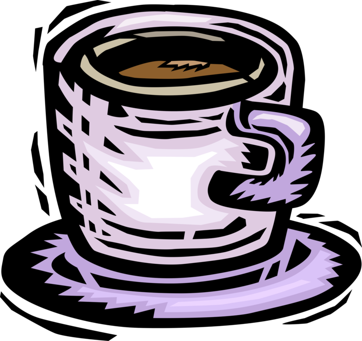 Vector Illustration of Cup of Hot Freshly Brewed Coffee Beverage Drink